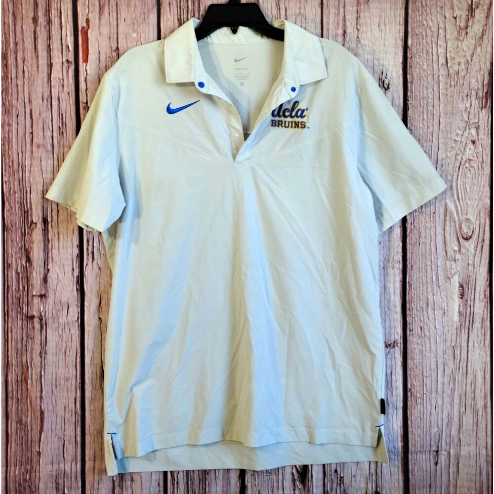 Nike UCLA Bruins White Dri-FIT Polo Shirt Short Sleeve Men College Large